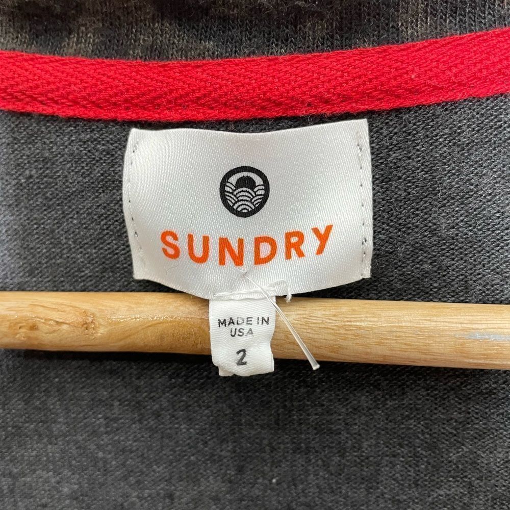 Sundry Charcoal Leopard Print Wrap Long Sleeve Sw… - image 3